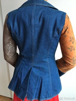 Farebny velmi zaujimavy kabat- jeans, latka , koza velk36-38 - 6