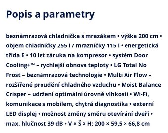Kombinovaná lednická značky LG - 6