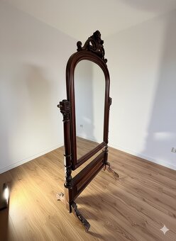 Predám krásne starožitné stojanové zrkadlo – masívne drevo - 6