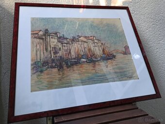 Pastel: Profesor Leo Adler (1897-1987) Prístav Taliansko - 6