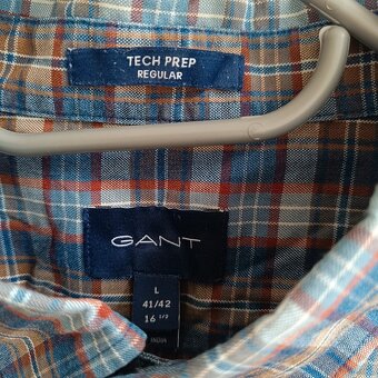 GANT Tech prep modrá károvaná košeľa s dlhým rukávom L - 6