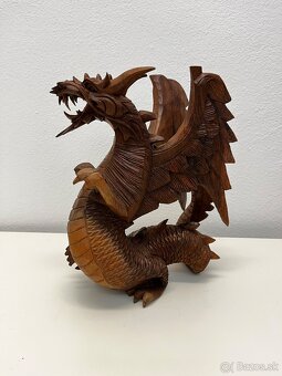Vyrezávaný drevený drak 32cm - 6