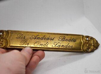 Stará mosadzná menovka  21x3,8cm - 6