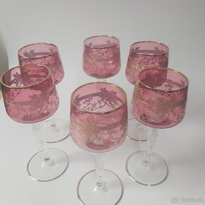 Ruby Royal 6x pohár+bonboniera z ružového skla gravírované - 6