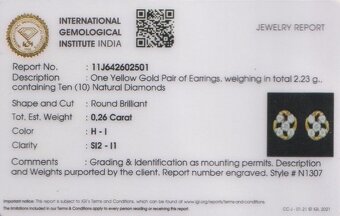 Zlaté náušnice s diamantmi. Darček na krstiny či k narodeniu - 6