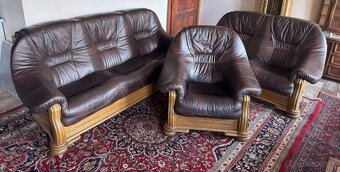 Rustikální kožená sedací souprava se stolkem, 4973 - 6