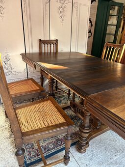 Starožitný celodrevený príborník, stôl 6 stoličiek - 6