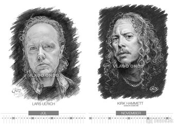 Unikátny kreslený kalendár portrétov Metallica 2026 - 6