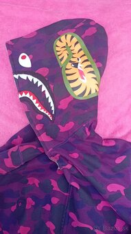 BApe color camo shark full zip hoodie purple - 6