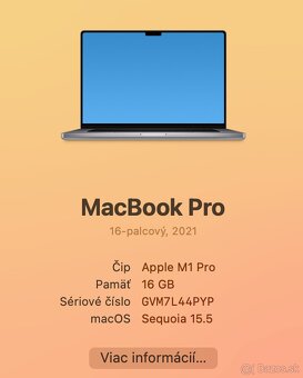 NA PREDAJ Macbook Pro 16' M1 PRO 16GB RAM 512GB SSD 2021 - 6