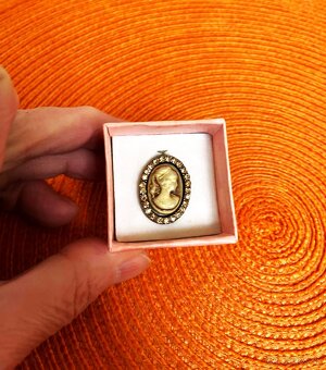 Starožitná kamej súprava náušnice a prsteň - 6