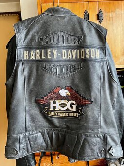 Harley Davidson kožená bunda, kožená vesta, príručná taška - 6