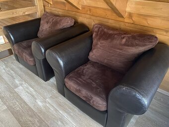 Sedačka koža/textil + 2 kreslá - 6