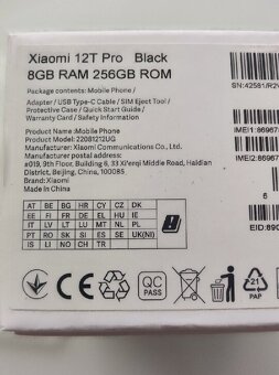 Xiaomi 12t pro - 8/256 GB - 6