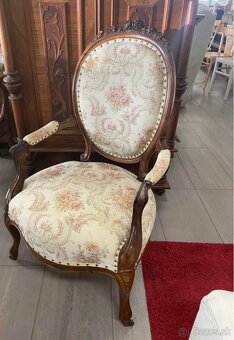 Stylove kreslo, drevo, textília, bazar - 6
