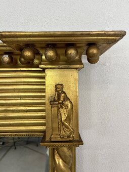 Veľké zlátené figurálne zdobené empírové zrkadlo - 6
