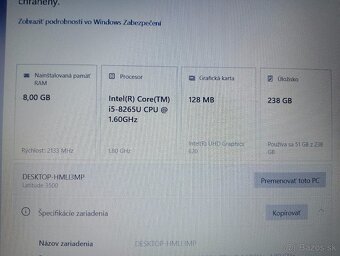 predám Dell latitude 3500 - Intel core i5 - 8gb ram - ssd - 6