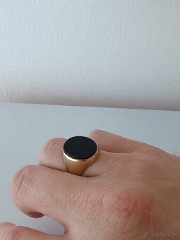 Pánsky zlatý prsten s ónyxom - 6