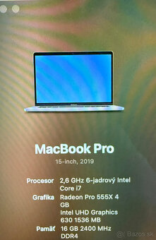 MacBook Pro 15" 2019 - i7/16GB/256GB - 6