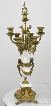 Starožitné krbové hodiny FHS s kentaury+svícny XXL - 6