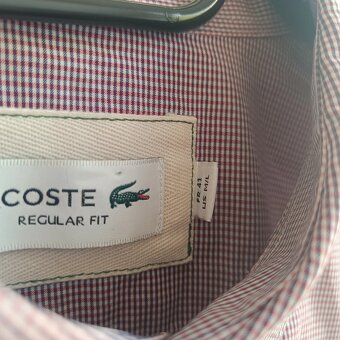 Lacoste fialová košeľa s dlhým rukávom kockovaná M/L - 6