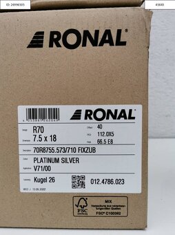 Nové Ronal R70 7,5X18 ET40 5X112 VW Alu disky R18 1222 - 6