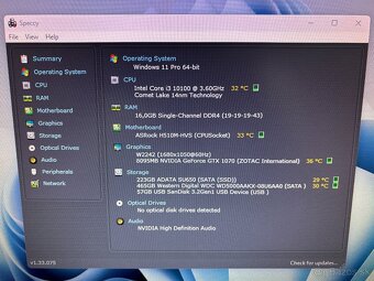 PREDÁM HERNÝ PC - I3 10100F, GTX 1070 8GB, 16GB DDR4,SSD,HDD - 6