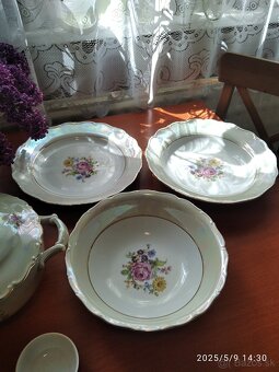 Obedová perleťova  porcelánová sada - 6