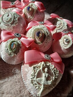 Luxusne zamatove vianocne gule ruzove - 6