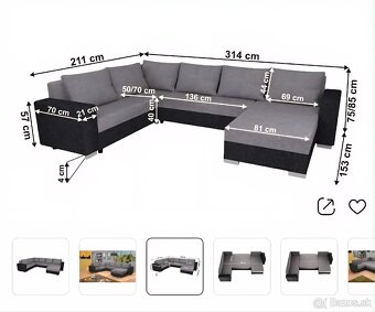 Sedacia súprava v tvare U - skoro nová - 6