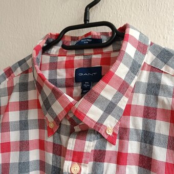 Gant károvaná košeľa s dlhým rukávom červená biela XXL - 6