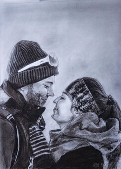 Kreslenie portrétov - realistická kresba uhlíkom, ceruzkou - 6