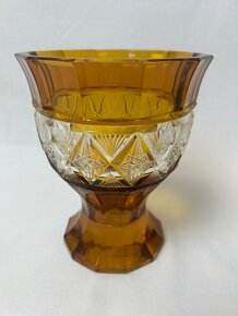 Vaza Brusene, žlté sklo - 6