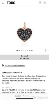 Náhrdelník TOUS s 18 KT pozlátením + prívesok TOUS s 18k ruž - 6
