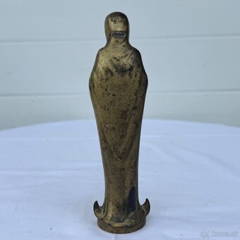 Stará kovová soška Panna Marie v barvě starého zlata - 6