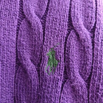POLO Ralph Lauren fialový pletený sveter cable knit L - 6
