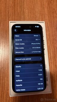 iPhone 15 pro 128gb black titanium v top stav stave - 6