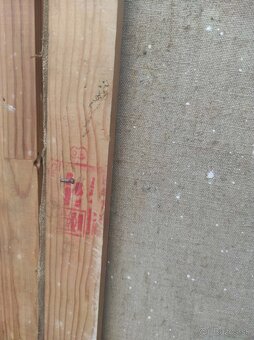 olejomalba , obraz- chalupky v zime. - 6