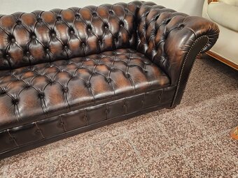 CHESTERFIELD ŠTÝL,DVOJFAREBNÁ KOŽENÁ 3+1+1,NEROZŤ. - 6