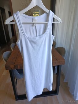 H&M biele vrúbkované mini šaty S-M - 6