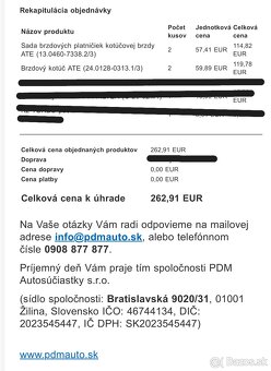 NOVÉ brzdové kotuče a platničky ATE - 6