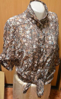 Oversize značková kvetinová blúzka roll up M/XL - 6