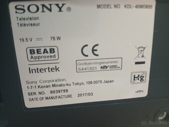 SONY model NO .KDL-45WD655 - 6