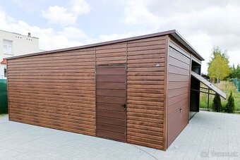 Plechová garáž 6x5,8 v imitácii dreva, DOVEZIEME ZADARMO - 6