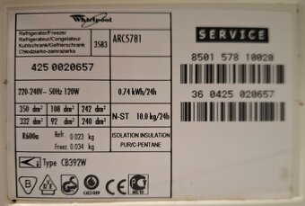 350Litrovú chladničku Whirlpool ARC5781 - 6