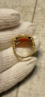 Starožitný zlatý pánsky prsteň Rakúsko Uhorsko - 6