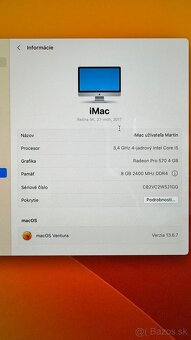 Predám iMac 27" 5K/I5 3.4GHZ/8GB RAM/1TB FusionDrive - 6