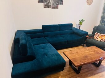 Rozkladací gauč, tyrkysová farba - 6