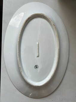 Starozitna porcelanova misa 36x24 cm kvety vyse 100 rocna - 6