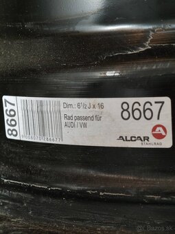 Predám 2 použité plechové disky 6,5J x 16 ET46 - 6